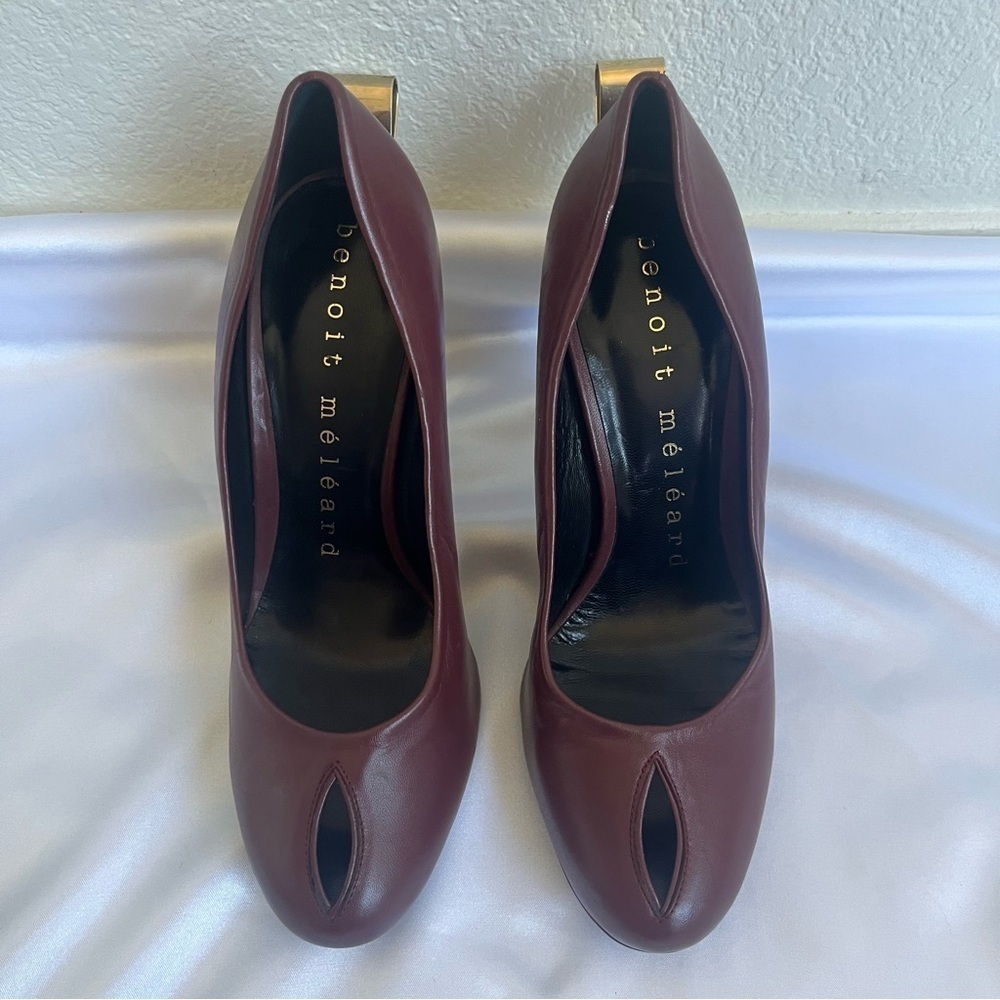 💓NWOT Benoit Meleard Wine Paris All Leather Peep Toe Pumps Size EU 37 (US 6.5)